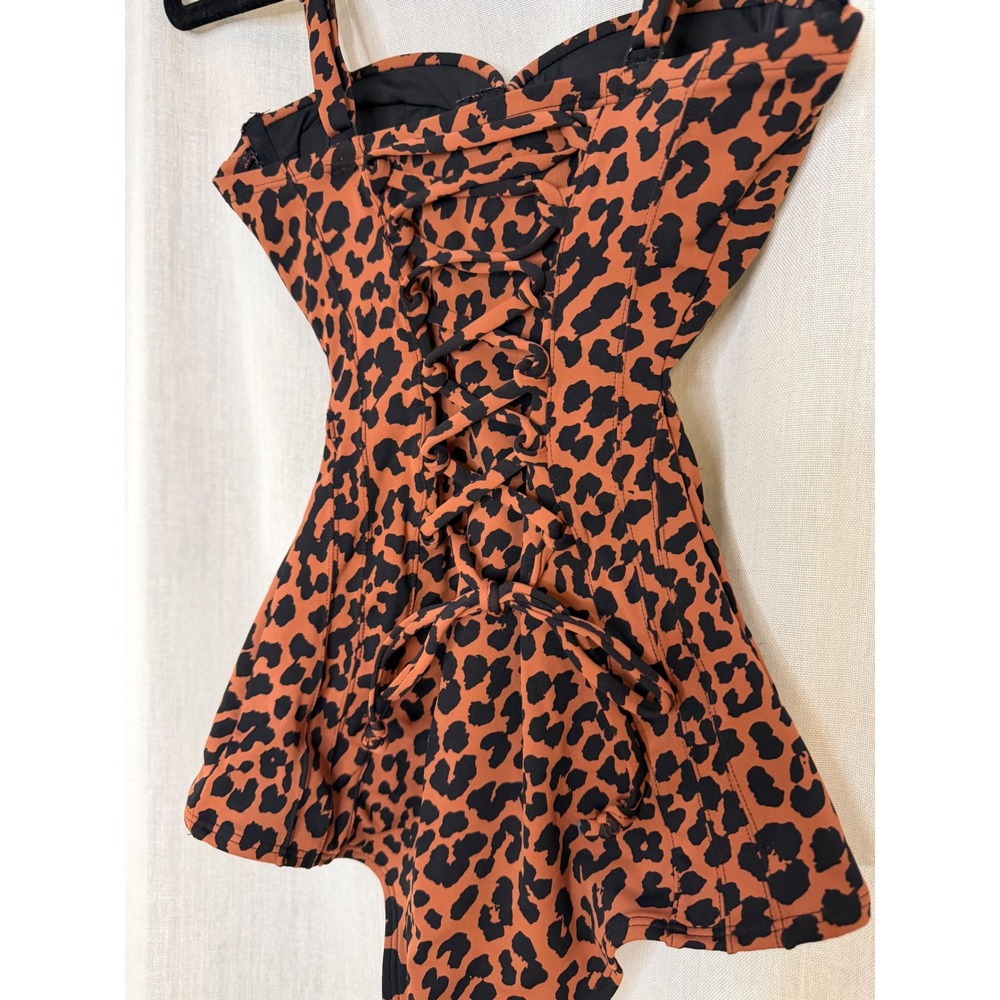 TA3 Modern Leopard Lushy Hipster Swimsuit XXS Regular Long D/DD One Piece Brown - Picture 4 of 9